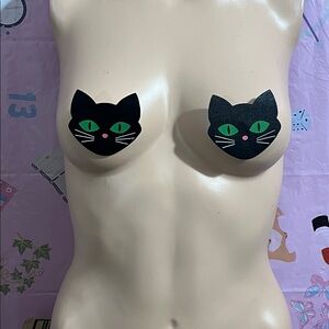 Feline Fun Black Cat Face Pasties